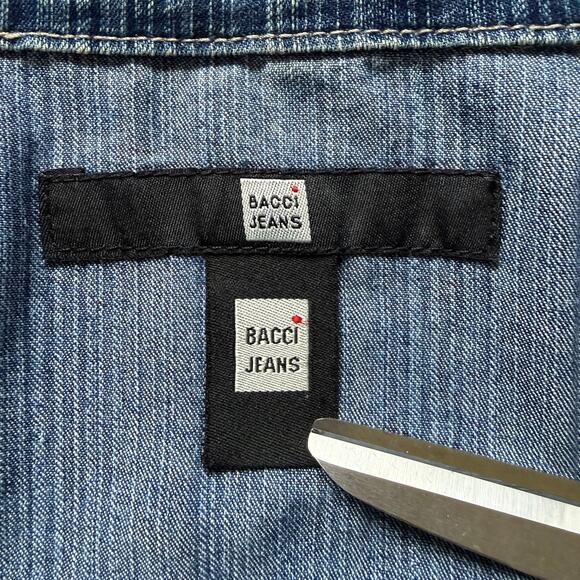 Bacci Jeans Denim Jacket Y2K Utility Puff Shoulder Cinched Waist Women’s Medium - Picture 7 of 10